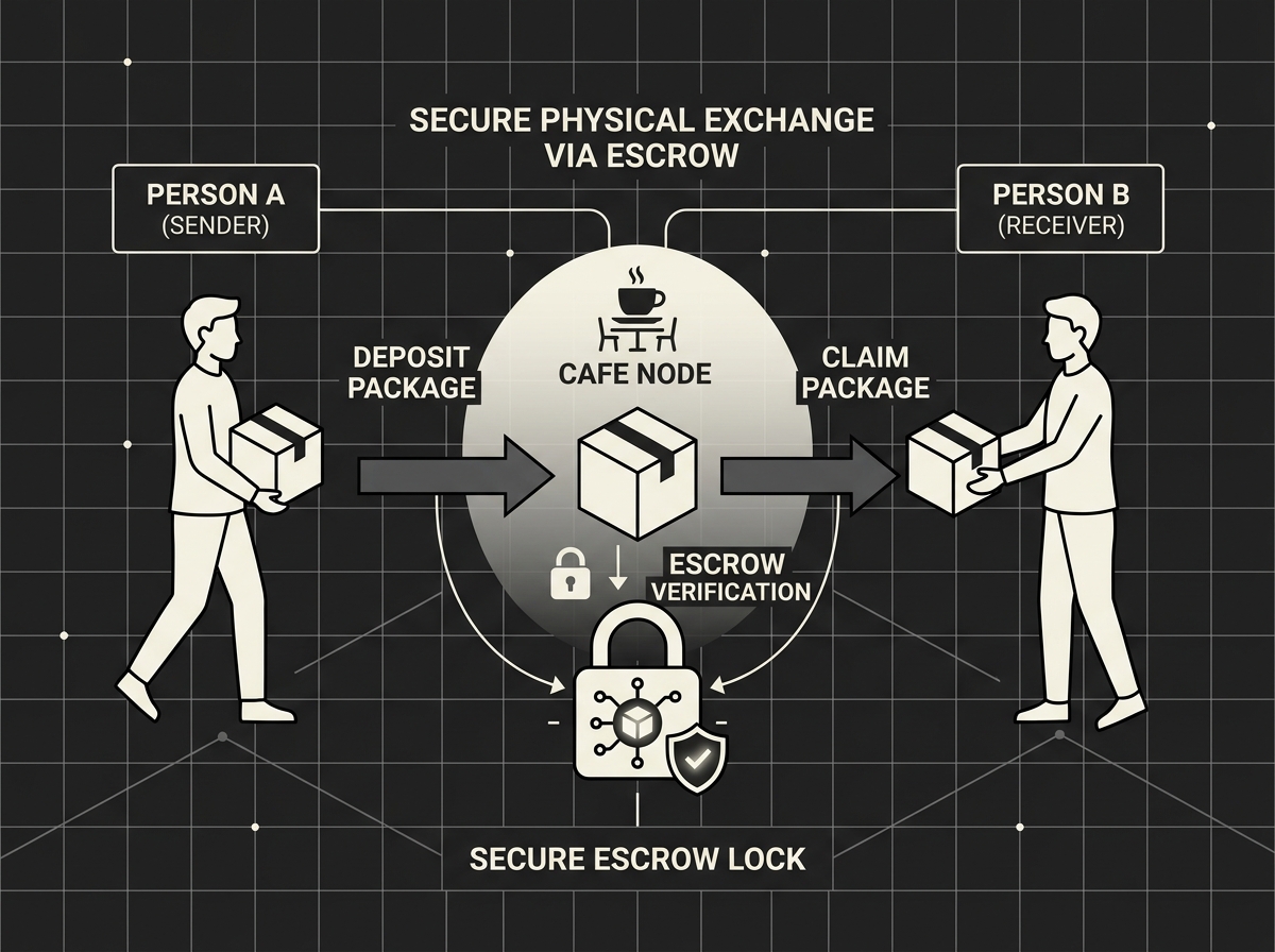 Local P2P resale with escrow node